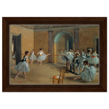 The Dance Foyer at The Opera, 1872 – Edgar Degas Wall Art Print - Framed Canvas - 20x30 cm / 8x12″ - Dark wood frame
