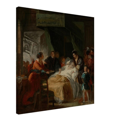 The Death of Leonardo da Vinci in the Arms of François by François - Guillaume Ménageot | Vintage wall art print - Canvas - 60x60 cm / 24x24″ - 
