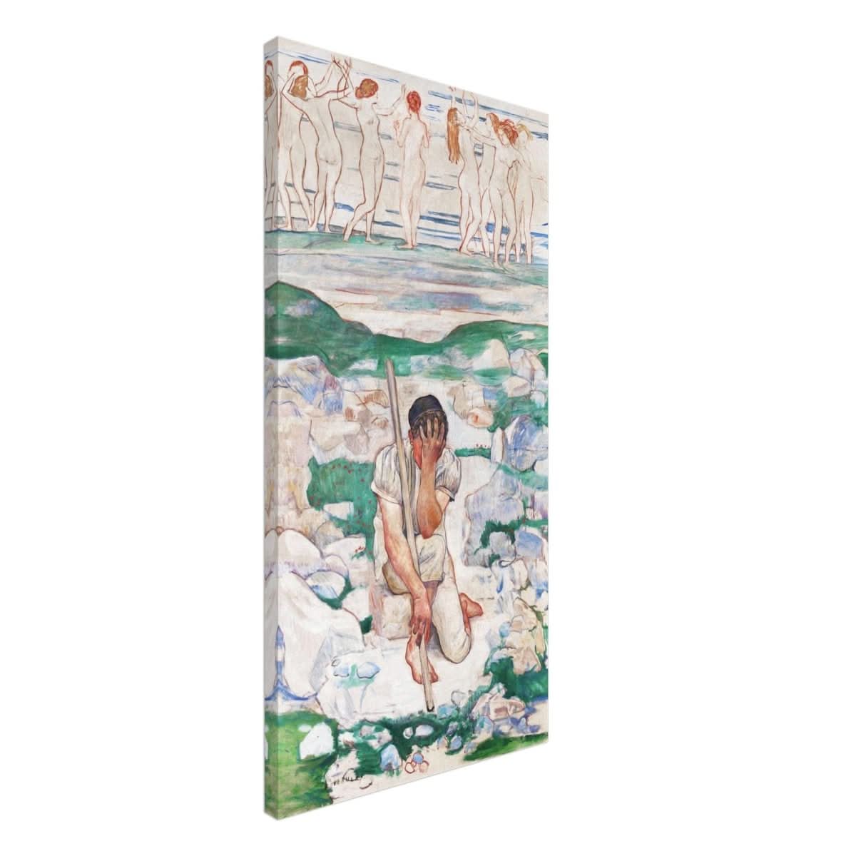 The Dream of the Shepherd Painting by Ferdinand Hodler | Wall art print - 40x80 cm / 16x32″ - 