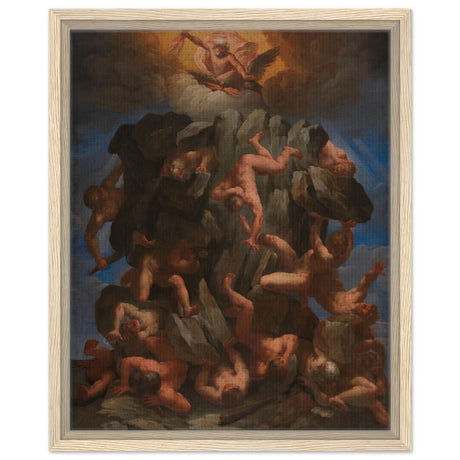 The Fall of the Giants by Guido Reni | Vintage wall art print - Framed Canvas - 40x50 cm / 16x20″ - Wood frame