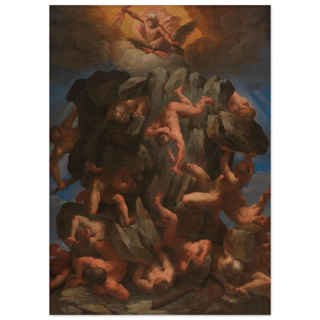 The Fall of the Giants by Guido Reni | Vintage wall art print - Wood Prints - 50x70 cm / 20x28″ - 