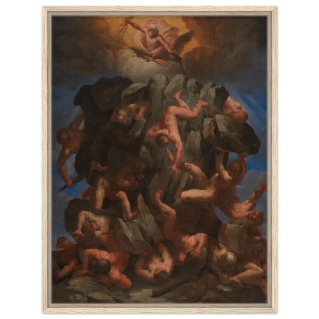The Fall of the Giants by Guido Reni | Vintage wall art print - Framed Canvas - 60x80 cm / 24x32″ - Wood frame