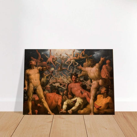 The Fall of the Titans by Cornelis Cornelis van Haarlem | Vintage wall art print - Brushed Aluminum Print - 50x70 cm / 20x28″ - 