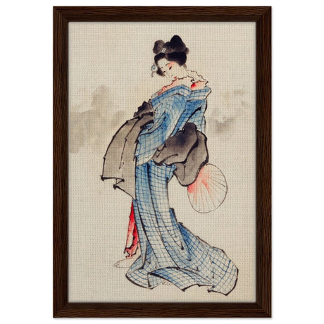 The Floral Empress | Japanese Heritage wall art print - Framed Canvas - 30x45 cm / 12x18″ - Dark wood frame