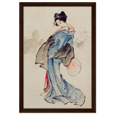 The Floral Empress | Japanese Heritage wall art print - Framed Canvas - 40x60 cm / 16x24″ - Dark wood frame
