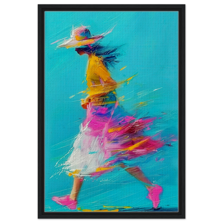 The Flow of Freedom | Abstract Expressionism & Modern Impressionism - 50x75 cm / 20x30″ - Framed Canvas - Black frame