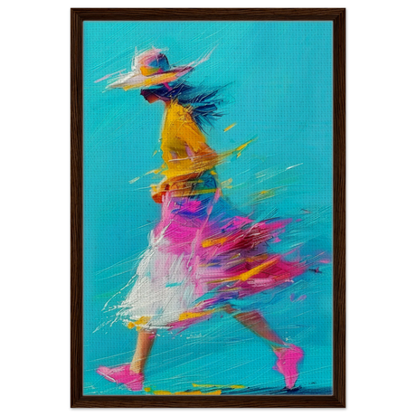 The Flow of Freedom | Abstract Expressionism & Modern Impressionism - 50x75 cm / 20x30″ - Framed Canvas - Dark wood frame