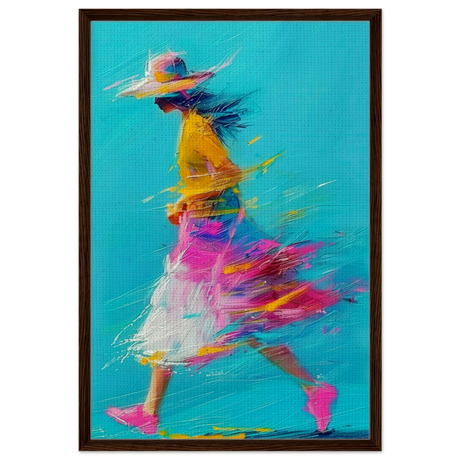 The Flow of Freedom | Abstract Expressionism & Modern Impressionism - 60x90 cm / 24x36″ - Framed Canvas - Dark wood frame