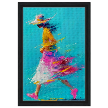 The Flow of Freedom | Abstract Expressionism & Modern Impressionism - 30x45 cm / 12x18″ - Framed Canvas - Black frame