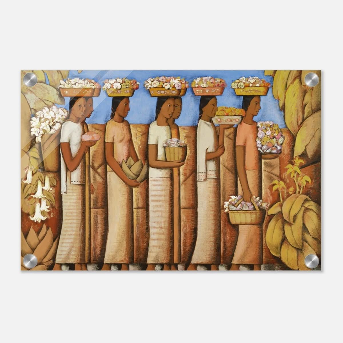 The Flower Sellers by Alfredo Ramos Martinez | Vintage Wall art Print - Acrylic Print - 30x45 cm / 12x18″ - 