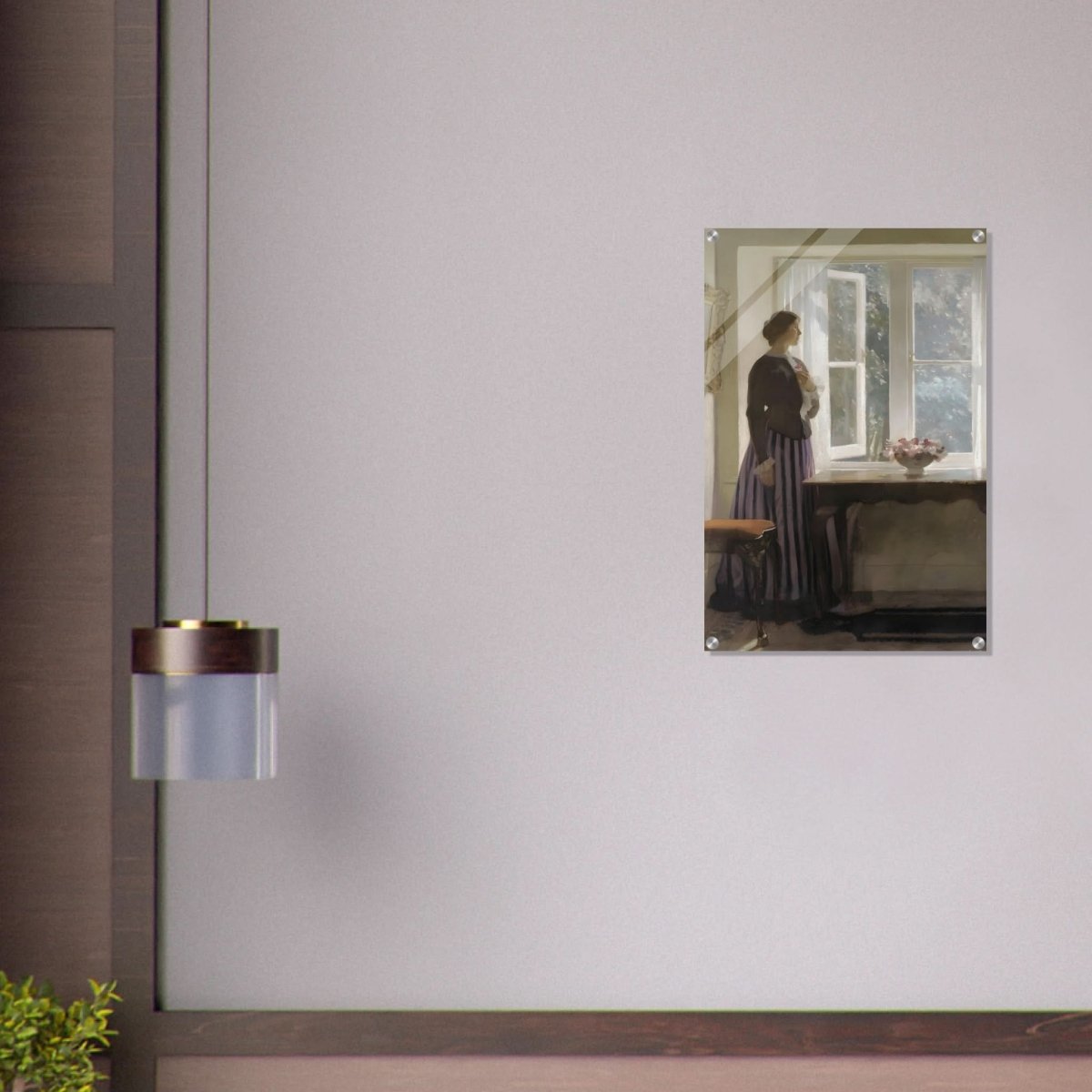 The Girl and the Picture, A Flower by Harold Knight Vintage Wall Art - Acrylic Print - 50x75 cm / 20x30″ - 