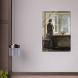 The Girl and the Picture, A Flower by Harold Knight Vintage Wall Art - Acrylic Print - 70x100 cm / 28x40″ - 