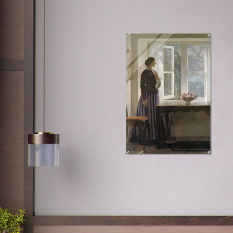 The Girl and the Picture, A Flower by Harold Knight Vintage Wall Art - Acrylic Print - 70x100 cm / 28x40″ - 