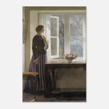 The Girl and the Picture, A Flower by Harold Knight Vintage Wall Art - Aluminum Print - 50x75 cm / 20x30″ - 