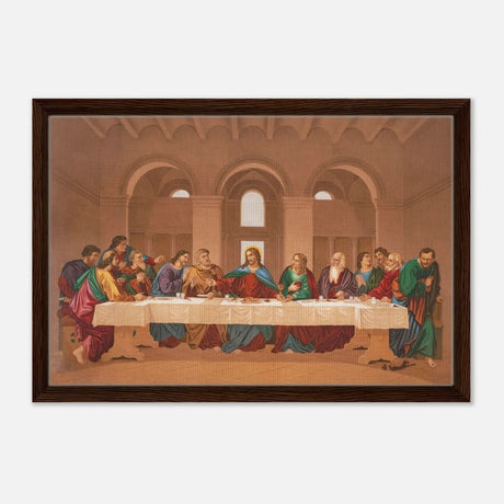 The Last Supper by Leonardo da Vinci | Da Vinci Vintage Wall art Print - Framed Canvas - 40x60 cm / 16x24″ - Dark wood frame