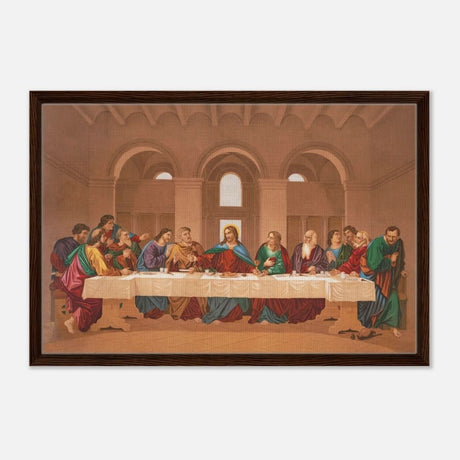 The Last Supper by Leonardo da Vinci | Da Vinci Vintage Wall art Print - Framed Canvas - 50x75 cm / 20x30″ - Dark wood frame