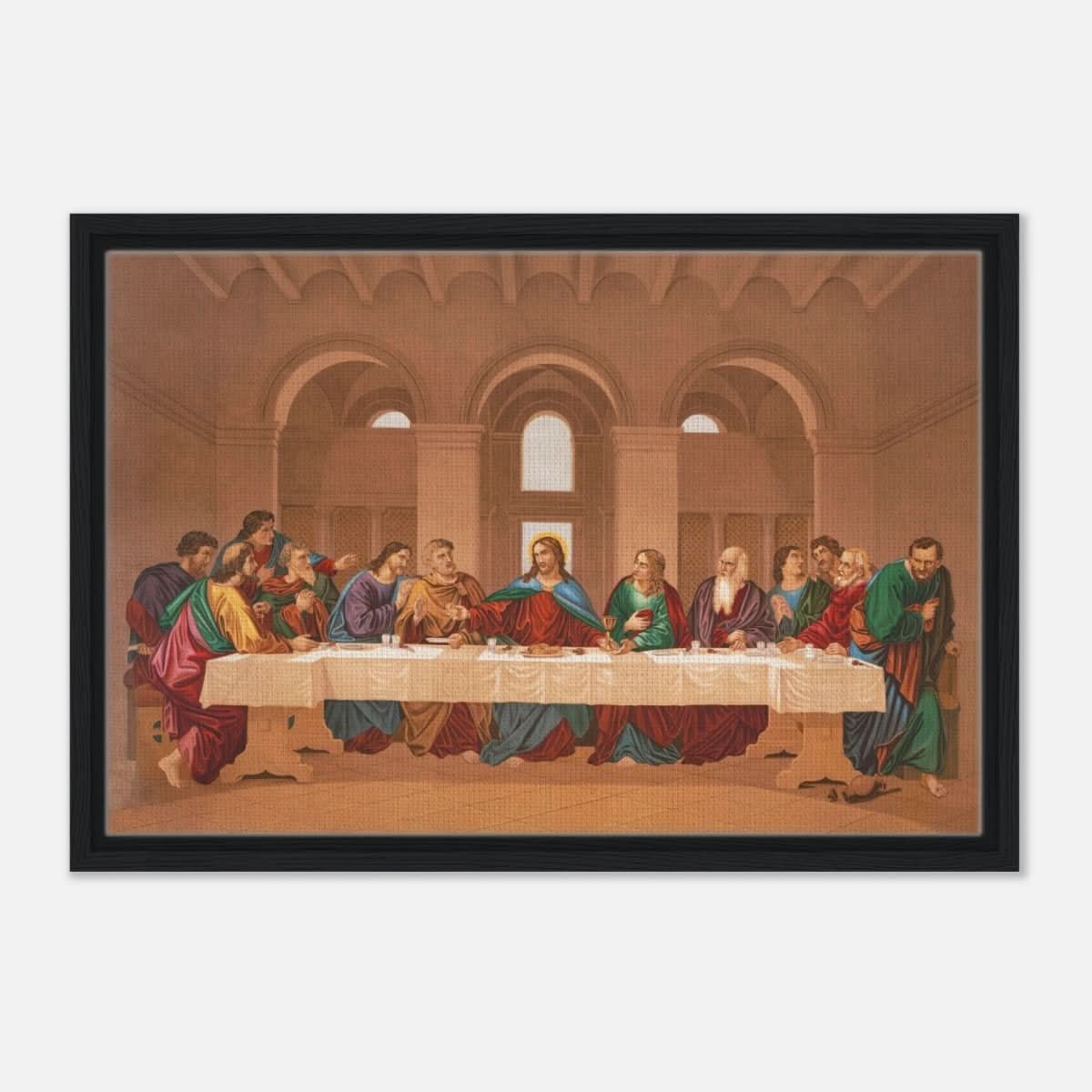 The Last Supper by Leonardo da Vinci | Da Vinci Vintage Wall art Print - Framed Canvas - 40x60 cm / 16x24″ - Black frame