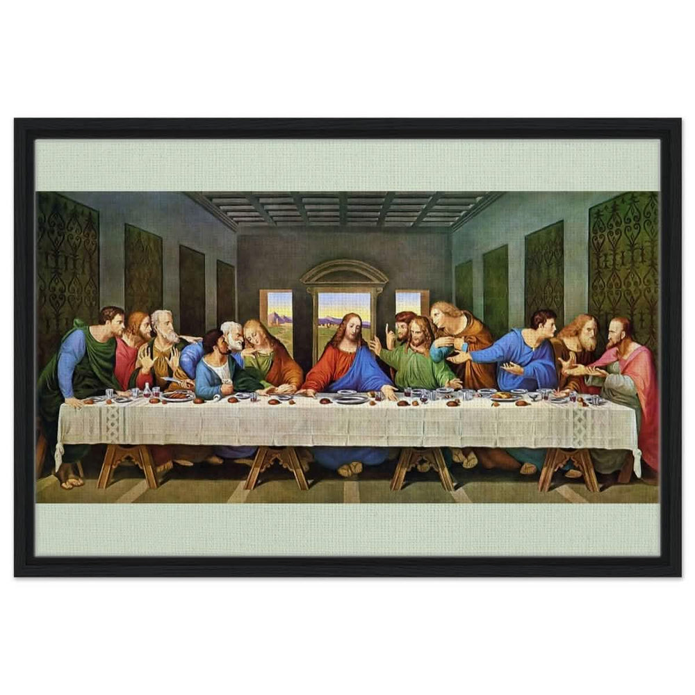 The Last Supper by Leonardo da Vinci (Restored) | Vintage Art wall art print - Framed Canvas - 50x75 cm / 20x30″ - Black frame