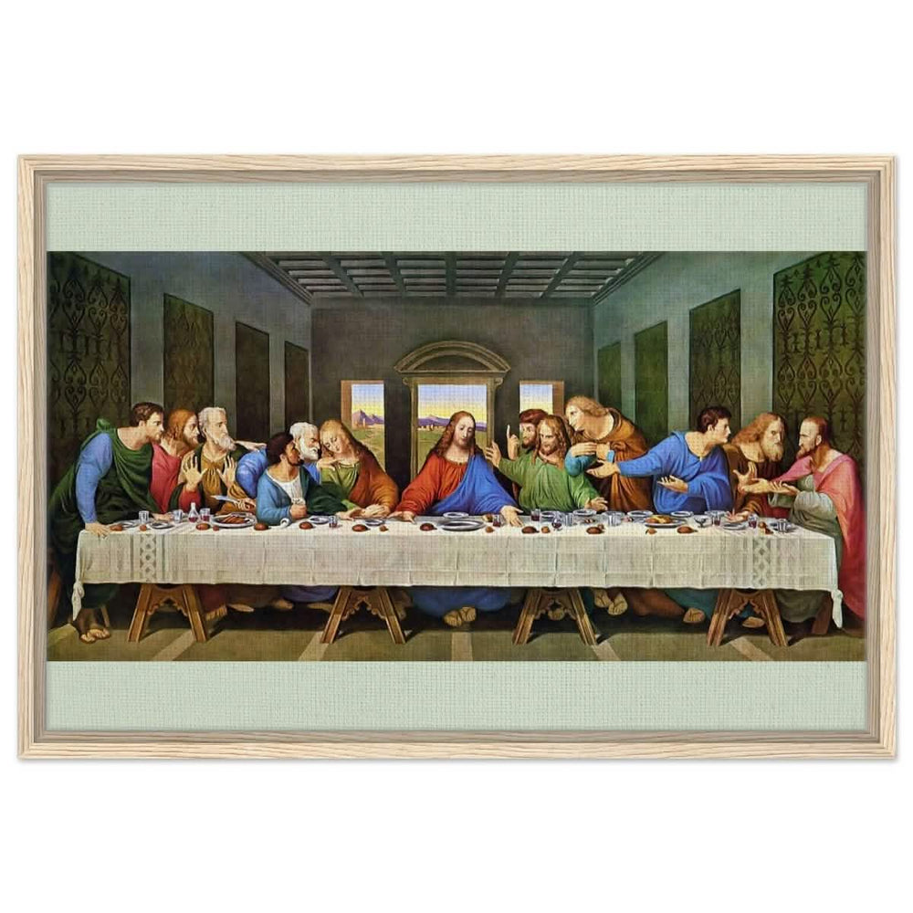 The Last Supper by Leonardo da Vinci (Restored) | Vintage Art wall art print - Framed Canvas - 50x75 cm / 20x30″ - Wood frame