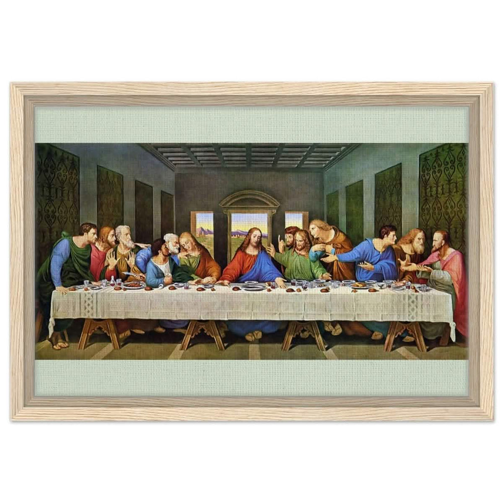 The Last Supper by Leonardo da Vinci (Restored) | Vintage Art wall art print - Framed Canvas - 30x45 cm / 12x18″ - Wood frame