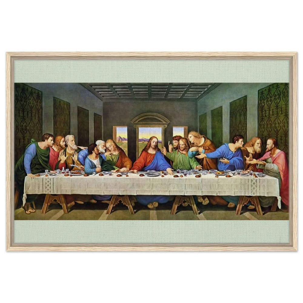 The Last Supper by Leonardo da Vinci (Restored) | Vintage Art wall art print - Framed Canvas - 60x90 cm / 24x36″ - Wood frame