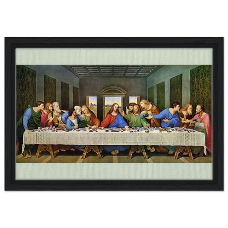 The Last Supper by Leonardo da Vinci (Restored) | Vintage Art wall art print - Framed Canvas - 30x45 cm / 12x18″ - Black frame
