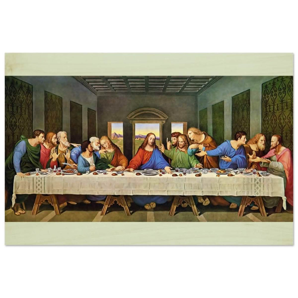 The Last Supper by Leonardo da Vinci (Restored) | Vintage Art wall art print - Wood Prints - 30x45 cm / 12x18″ - 