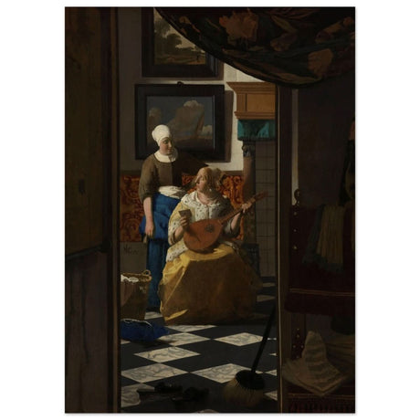 The Love Letter (ca. 1669 –1670) by Johannes Vermeer | vintage wall art print - Wood Prints - 50x70 cm / 20x28″ - 