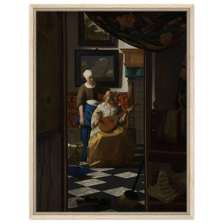 The Love Letter (ca. 1669 –1670) by Johannes Vermeer | vintage wall art print - Framed Canvas - 60x80 cm / 24x32″ - Wood frame