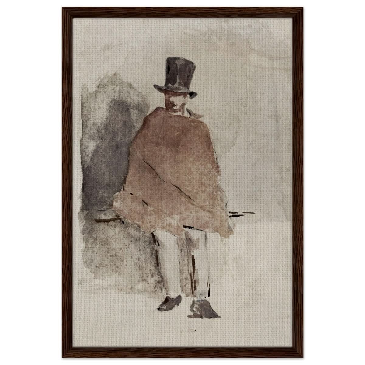 The Man in the Tall Hat (1858 - 1859) Edouard Manet | Wall art Print - 50x75 cm / 20x30″ - Framed Canvas - Dark wood frame