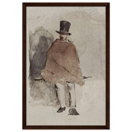 The Man in the Tall Hat (1858 - 1859) Edouard Manet | Wall art Print - 50x75 cm / 20x30″ - Framed Canvas - Dark wood frame