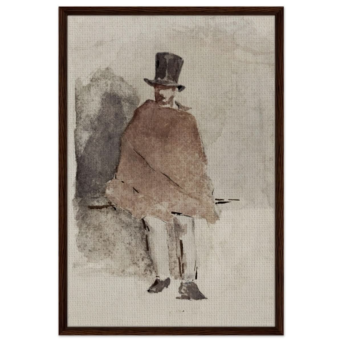 The Man in the Tall Hat (1858 - 1859) Edouard Manet | Wall art Print - 60x90 cm / 24x36″ - Framed Canvas - Dark wood frame