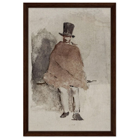 The Man in the Tall Hat (1858 - 1859) Edouard Manet | Wall art Print - 40x60 cm / 16x24″ - Framed Canvas - Dark wood frame