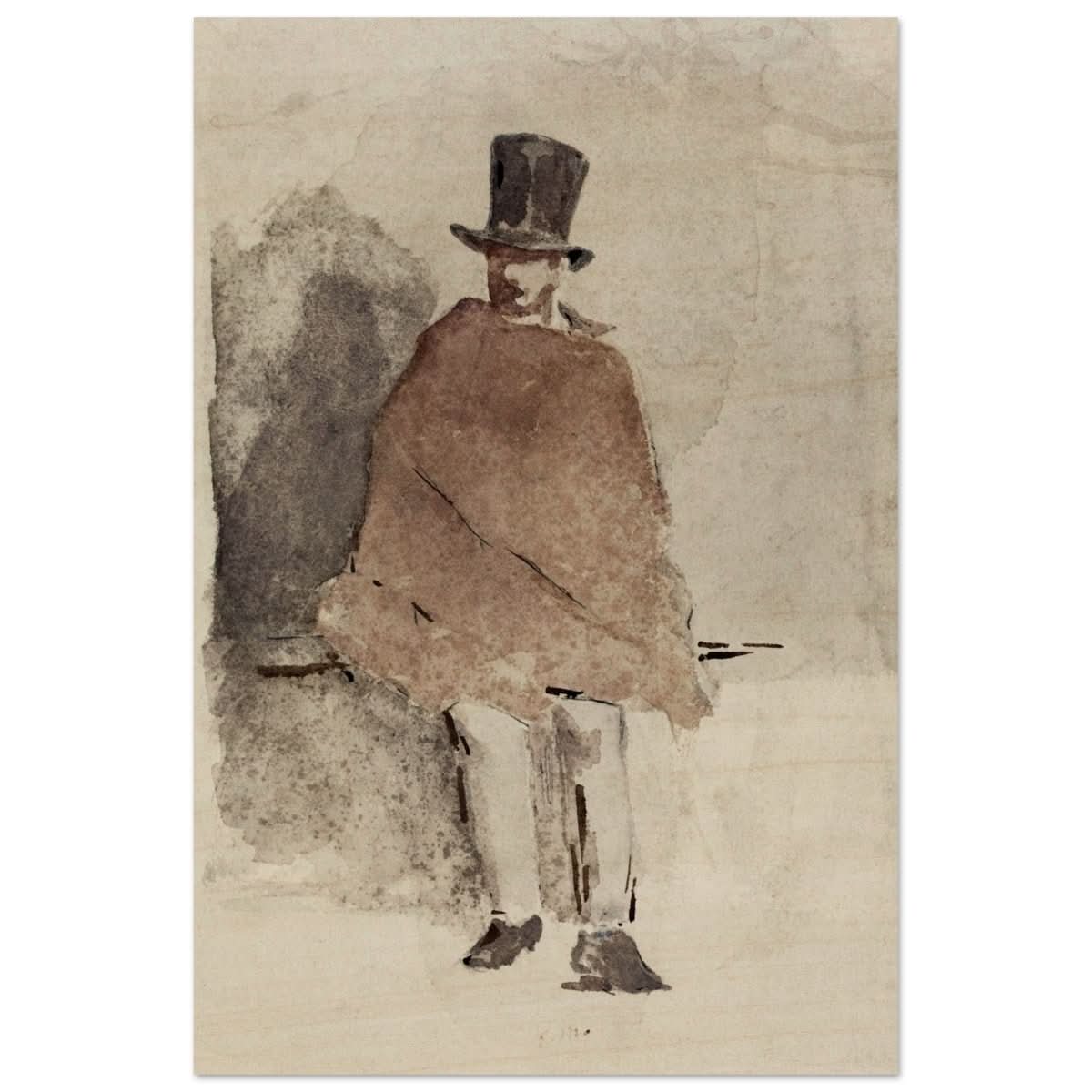 The Man in the Tall Hat (1858 - 1859) Edouard Manet | Wall art Print - 30x45 cm / 12x18″ - Wood Prints - 