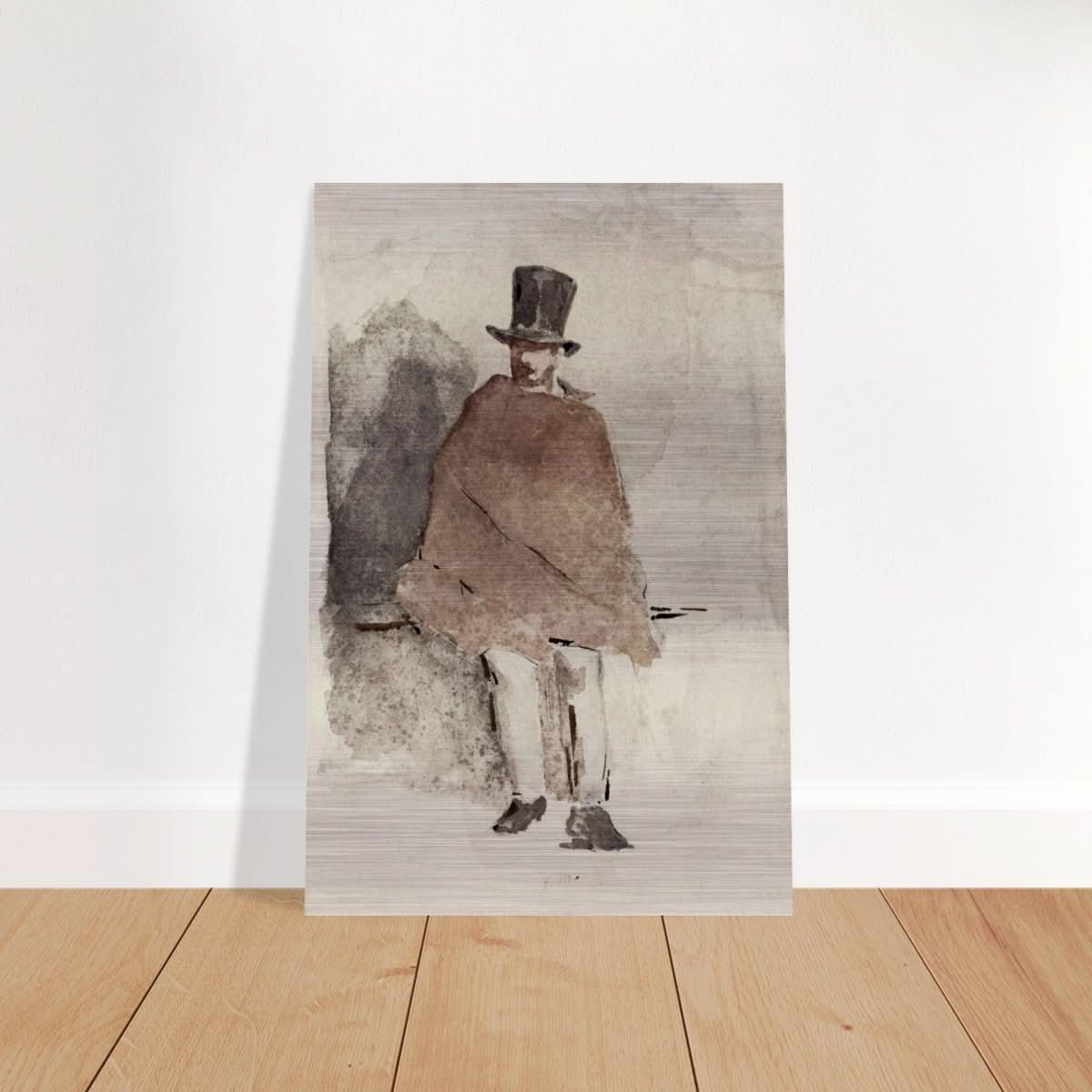 The Man in the Tall Hat (1858 - 1859) Edouard Manet | Wall art Print - 30x45 cm / 12x18″ - Brushed Aluminum Print - 