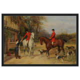 The Morning Meet – Equestrian & Hunting Scene Wall Art Print - Framed Canvas - 60x90 cm / 24x36″ - Black frame