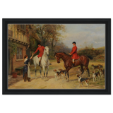 The Morning Meet – Equestrian & Hunting Scene Wall Art Print - Framed Canvas - 30x45 cm / 12x18″ - Black frame