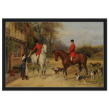 The Morning Meet – Equestrian & Hunting Scene Wall Art Print - Framed Canvas - 50x75 cm / 20x30″ - Black frame