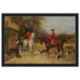 The Morning Meet – Equestrian & Hunting Scene Wall Art Print - Framed Canvas - 40x60 cm / 16x24″ - Black frame