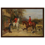 The Morning Meet – Equestrian & Hunting Scene Wall Art Print - Framed Canvas - 50x75 cm / 20x30″ - Dark wood frame