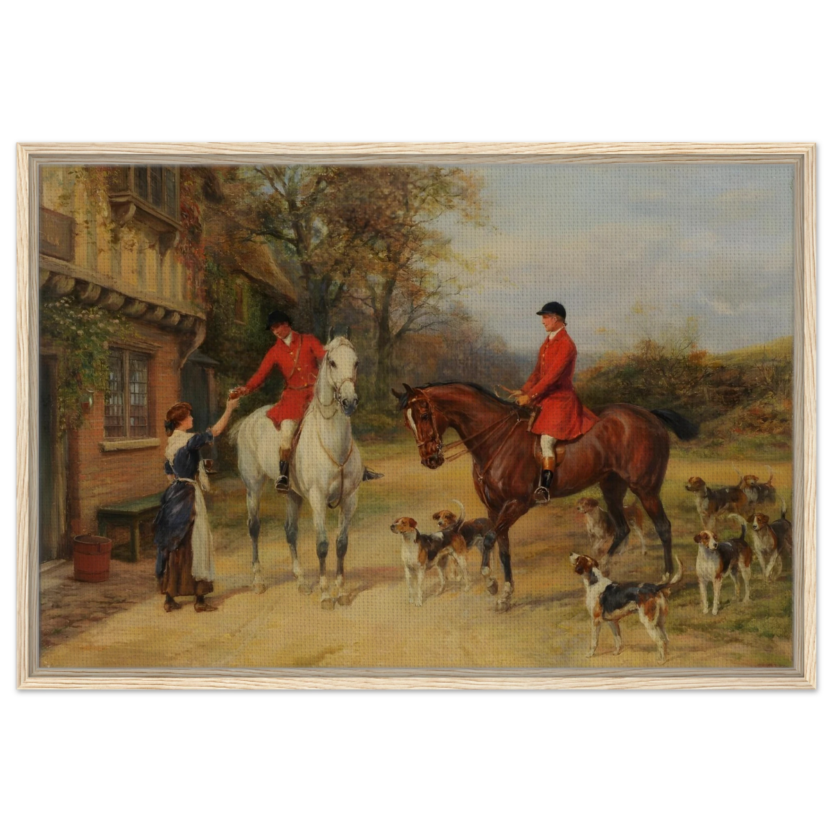 The Morning Meet – Equestrian & Hunting Scene Wall Art Print - Framed Canvas - 60x90 cm / 24x36″ - Wood frame