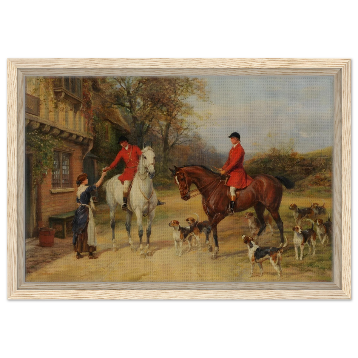 The Morning Meet – Equestrian & Hunting Scene Wall Art Print - Framed Canvas - 30x45 cm / 12x18″ - Wood frame