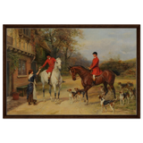 The Morning Meet – Equestrian & Hunting Scene Wall Art Print - Framed Canvas - 60x90 cm / 24x36″ - Dark wood frame