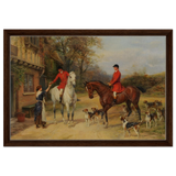 The Morning Meet – Equestrian & Hunting Scene Wall Art Print - Framed Canvas - 40x60 cm / 16x24″ - Dark wood frame