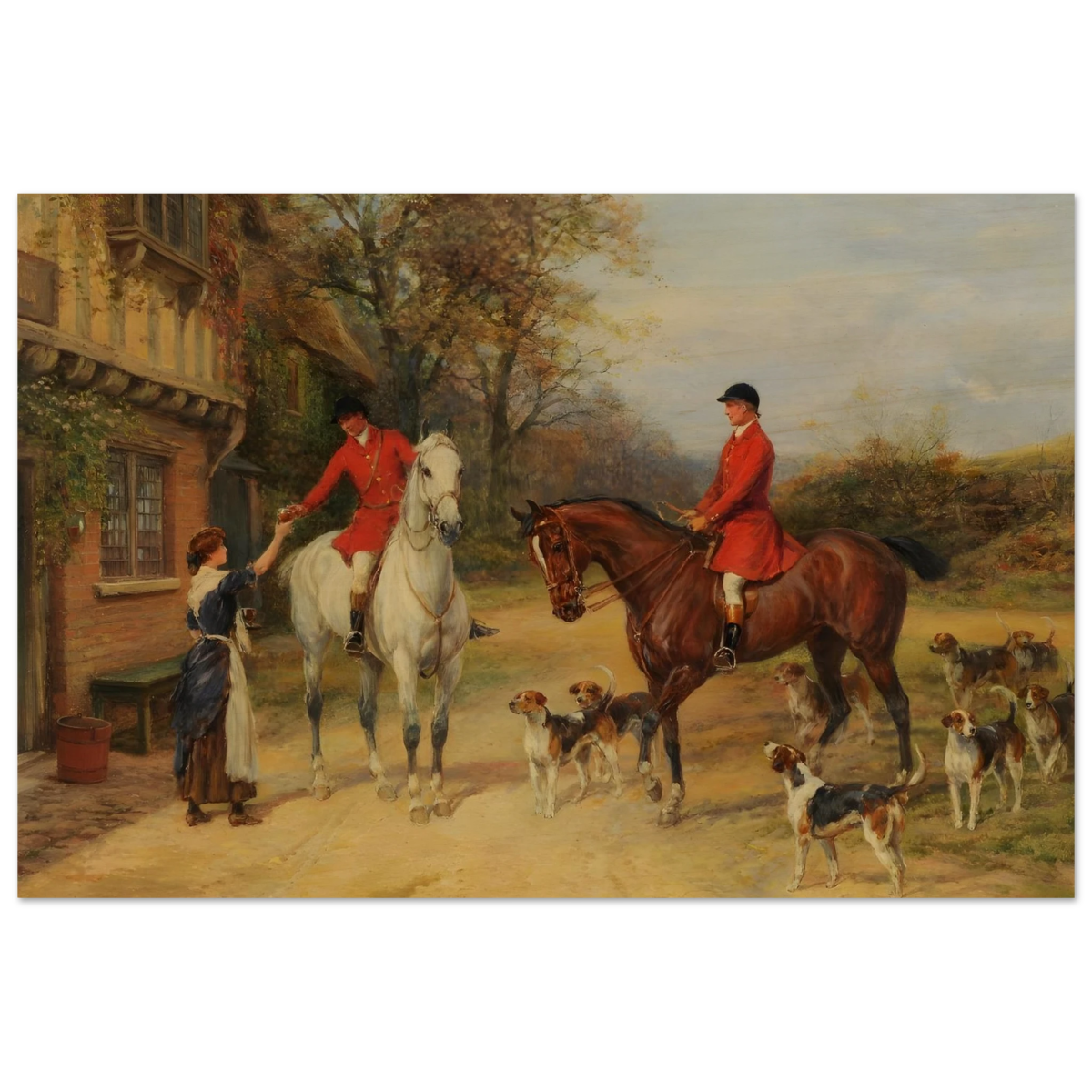 The Morning Meet – Equestrian & Hunting Scene Wall Art Print - Wood Prints - 20x30 cm / 8x12″ - 
