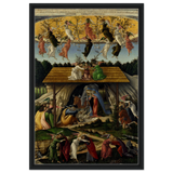 The Mystical Nativity by Sandro Botticelli | Vintage Wall art print - 50x75 cm / 20x30″ - Framed Canvas - Black frame