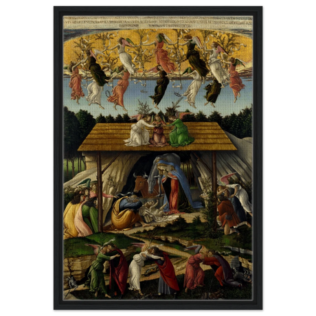 The Mystical Nativity by Sandro Botticelli | Vintage Wall art print - 50x75 cm / 20x30″ - Framed Canvas - Black frame
