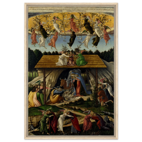 The Mystical Nativity by Sandro Botticelli | Vintage Wall art print - 60x90 cm / 24x36″ - Framed Canvas - Wood frame
