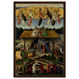 The Mystical Nativity by Sandro Botticelli | Vintage Wall art print - 60x90 cm / 24x36″ - Framed Canvas - Dark wood frame