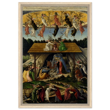 The Mystical Nativity by Sandro Botticelli | Vintage Wall art print - 40x60 cm / 16x24″ - Framed Canvas - Wood frame